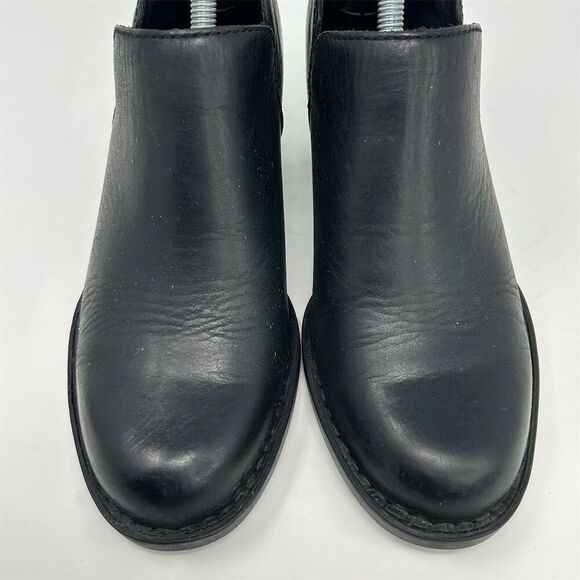 Born Antonia Black Leather Heeled Ankle Booties Size 7.5M Casual Back Zipper - Picture 6 of 14